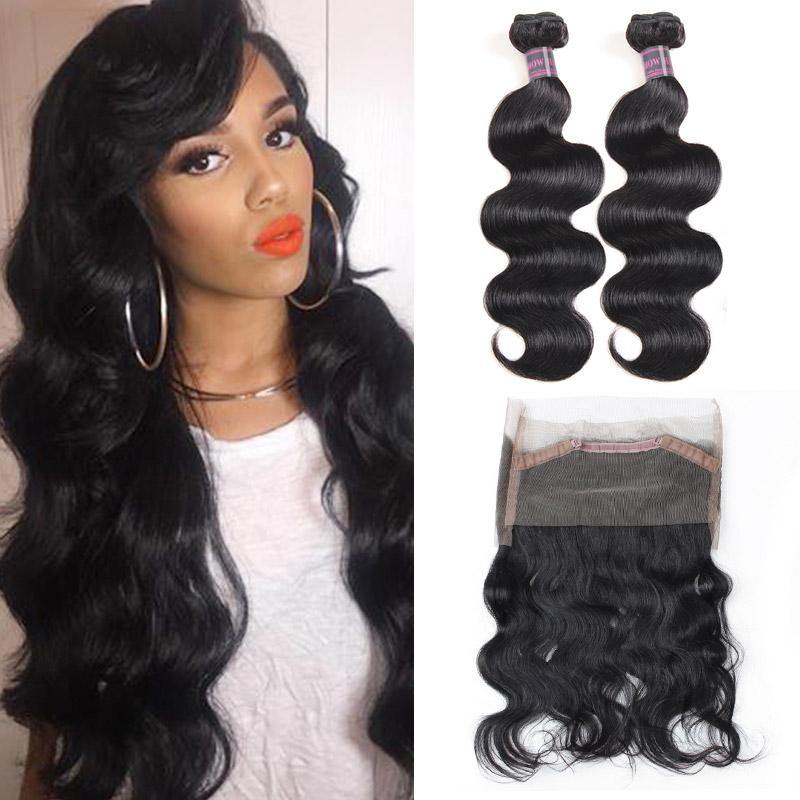 Body Wave Hair 2 Bundles With 360 lace Frontal Ishow Virgin Brazilian Human Hair Extensions