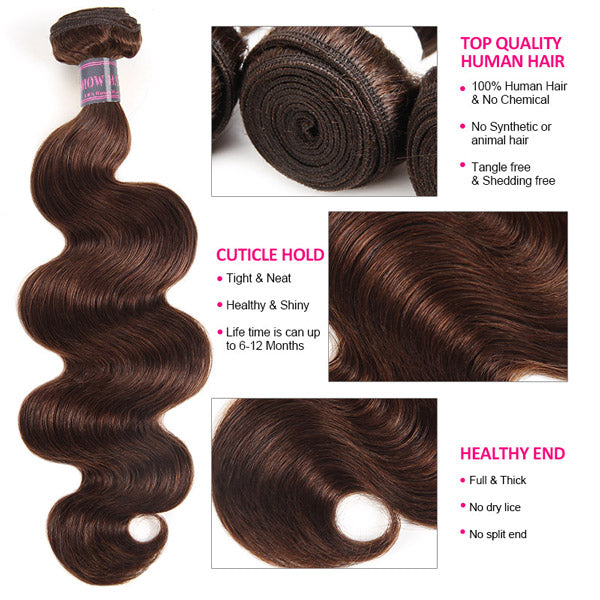4# Human Hair Bundles With Closure Body Wave Lace Closure With Hair Bundles Brazilian Hair