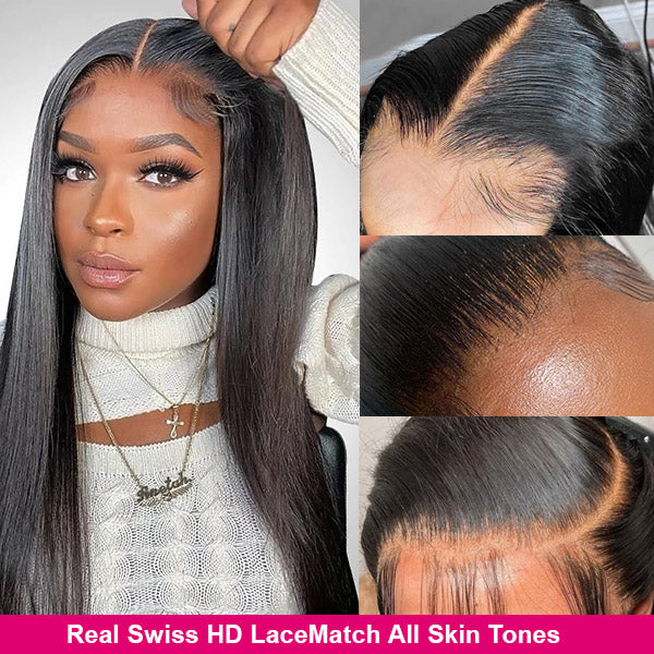 Bone Straight Real HD Lace Long Human Hair Undetectable Real HD Lace Wigs 13x4 Frontal Wigs
