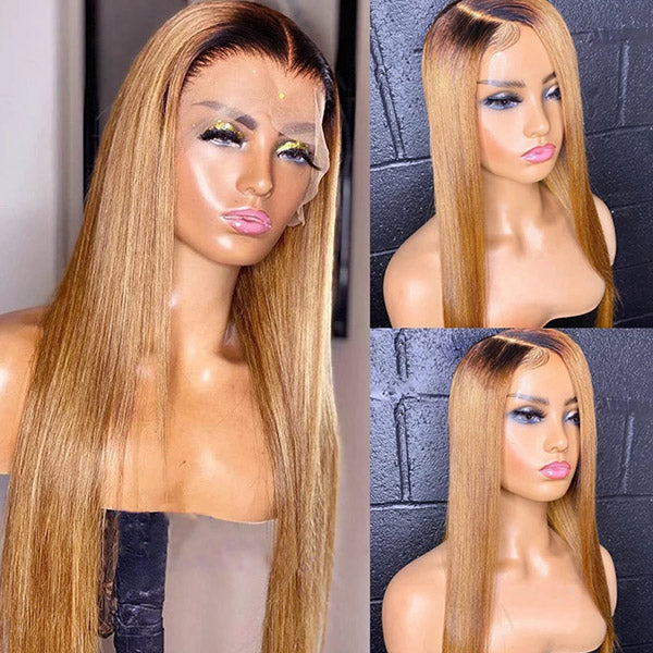 1B 27 Honey Blonde Lace Front Wigs Straight HD 13x4 Front Wigs With Baby Hair Full Lace Wigs Human Hair