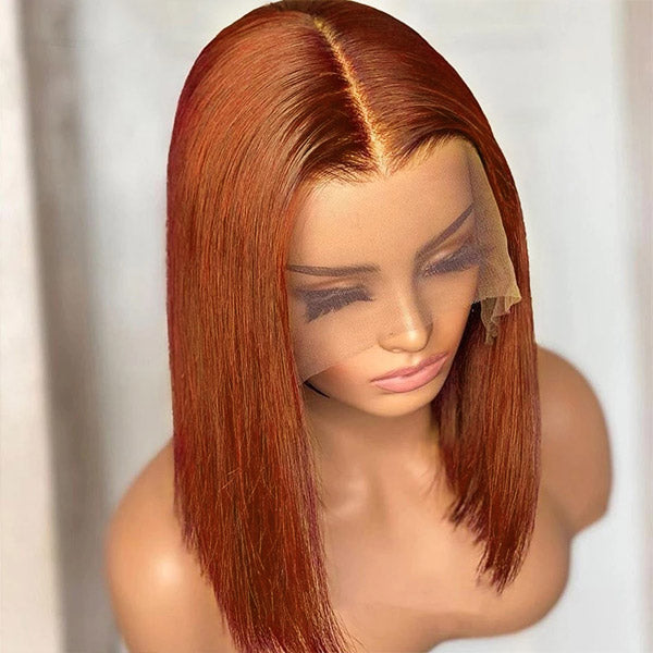 Human Hair Bob Wigs Glueless Bob Wigs Ginger 13x4 Lace Front Wigs Straight Hair