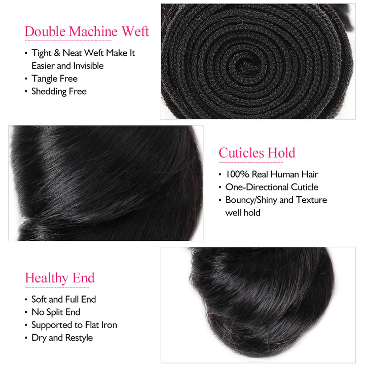 Ishow Loose Wave Hair Bundles 1Pc 8-28inch 100% Human Hair Weave Bundles Remy Hair Extensions - IshowVirginHair