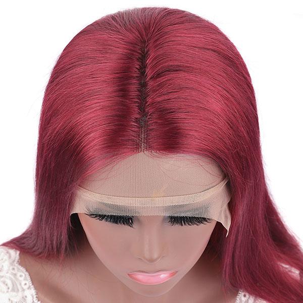 Ishow Beauty 99J Burgundy Color Hair Wig, Transparent T Lace Part Straight Human Hair Wigs - IshowHair