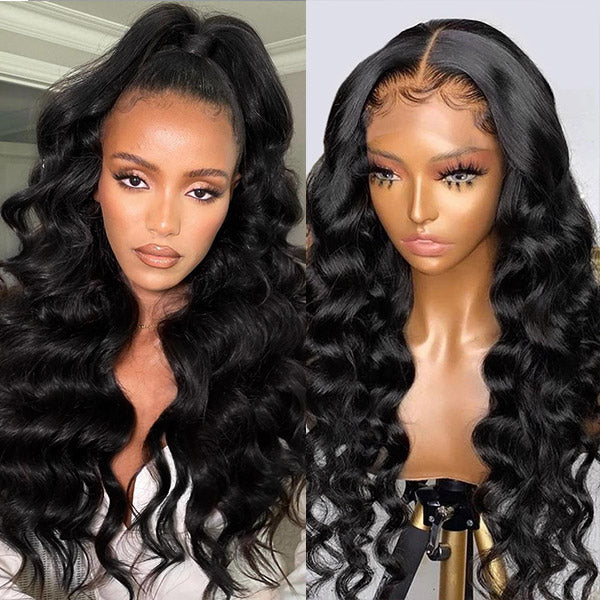 Loose Deep Wave Lace Front Wig 13x4 Lace Frontal Wig 200% Density HD Transparent Lace Wig Malaysian Remy Human Hair Wigs