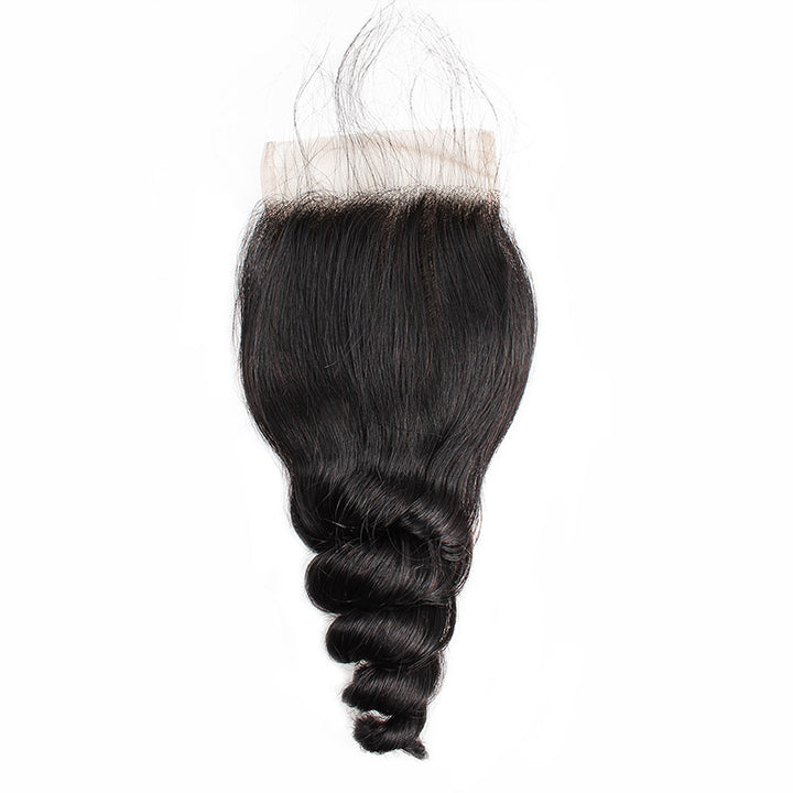 Peruvian Loose Wave 4 Bundles With 4*4 Lace Closure Ishow Virgin Human Hair