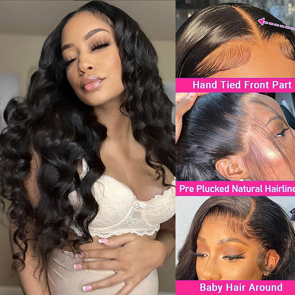 13x6 Loose Deep Lace Front Wig Peruvian Human Hair Wigs Pre Plucked Frontal Lace Wigs