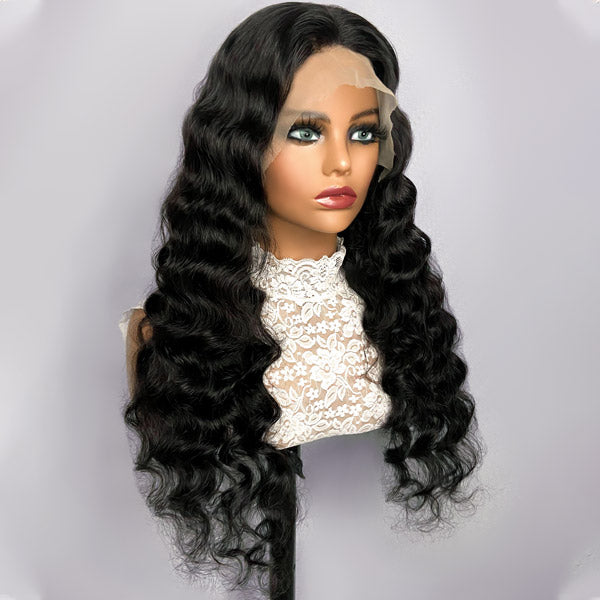 Loose Deep Lace Closure Wig Peruvian Lace Wigs 4x4 Human Hair Wig With Baby Hair