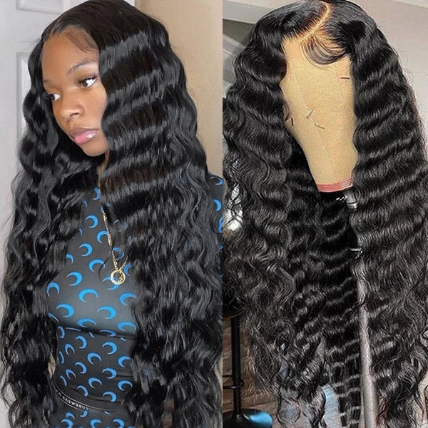 Ishow Hair Transparent Loose Deep Wave Wig Lace Frontal Closure Wig