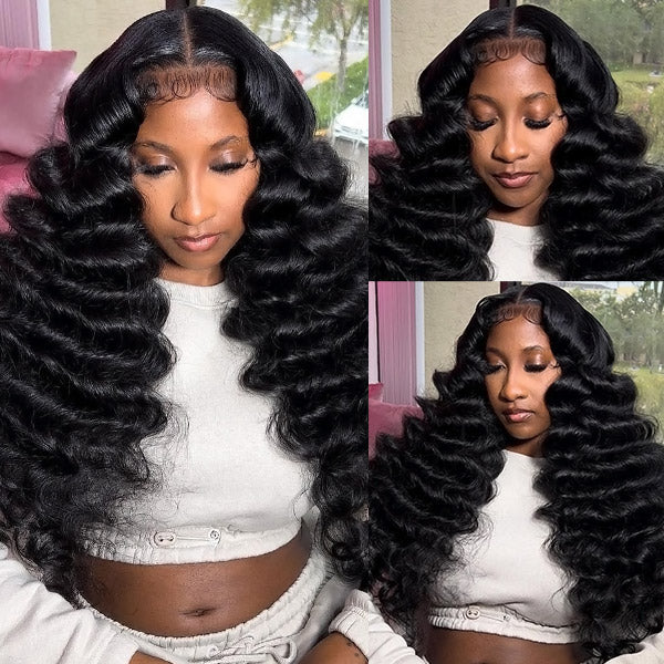 13x4 Frontal Lace Wigs Pre Plucked Human Hair Wigs Loose Deep Malaysian Hair Wigs