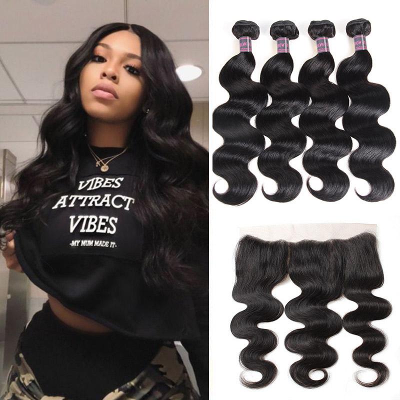 Virgin Malaysian Body Wave 4 Bundles with 13*4 Lace Frontal Ishow Hair - IshowHair