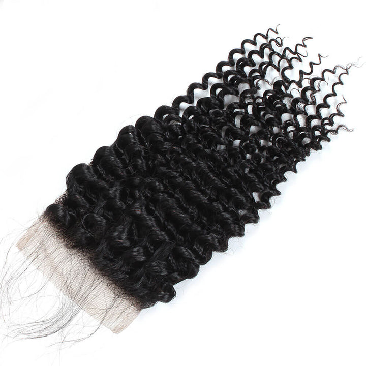 Virgin Peruvian Curly Hair 3 Bundles with 4x4 Lace Closure Ishow Human Hair Extensions