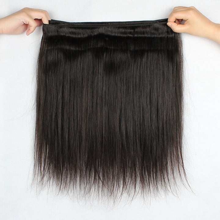 3 Bundles With Lace Closure Peruvian Straight 100% Remy Virgin Human Hair Weave Bundles - IshowVirginHair