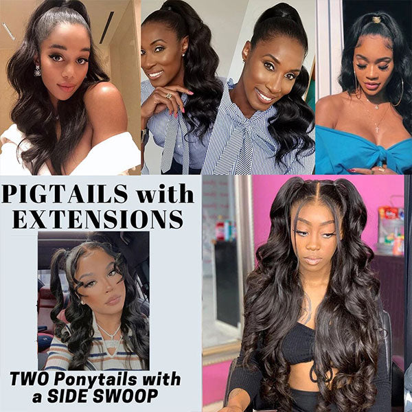 Weave Ponytail Wrap Around Ponytail Extension Body Wave Black Ponytail Hair Extension Virgin Human Hair