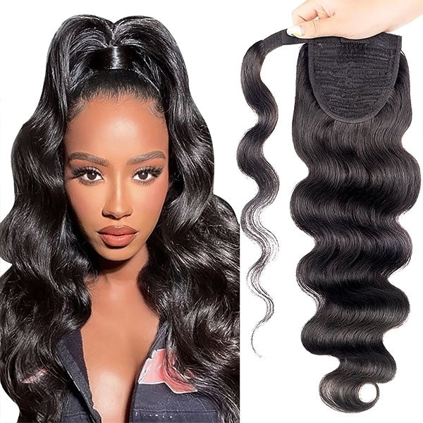 Products Weave Ponytail Wrap Around Ponytail Extension Body Wave Black Ponytail Hair Extension Virgin Human Hair