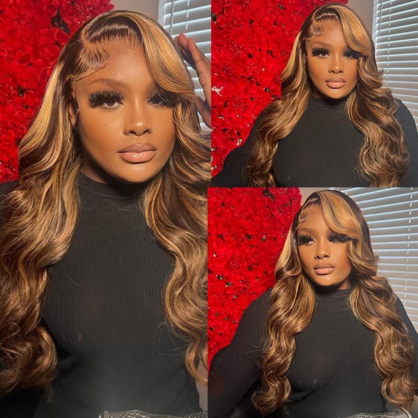 Products Balayage Highlight Wigs 13X4 Frontal Lace Wigs Body Wave Pre Plucked Human Hair Wigs