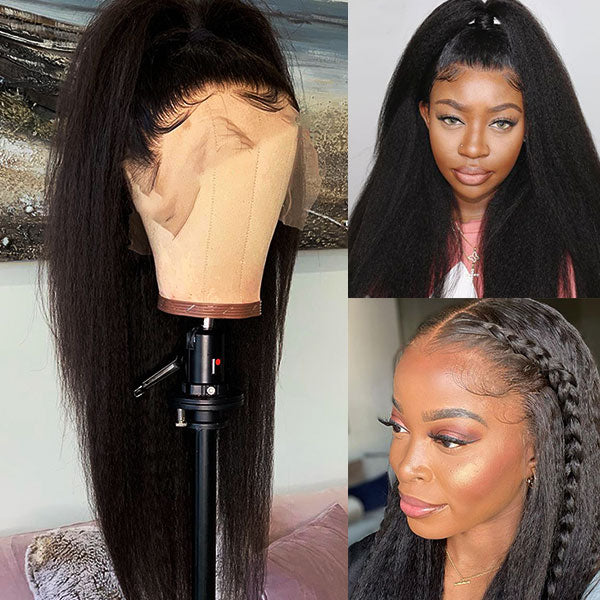 Yaki Straight Real Swiss HD Frontal Wigs 13x4 HD Lace Front Wigs 250% Density Human Hair With Baby Hair