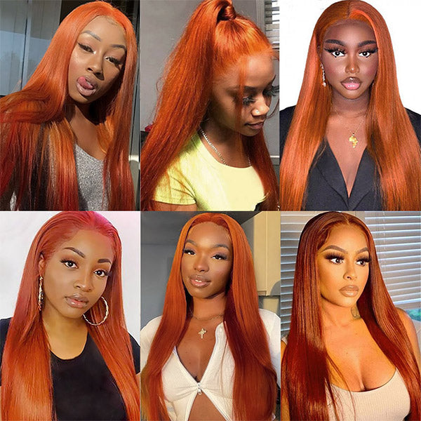 Ginger Bundles With Closure Straight Hair 3 Bundles With Lace Closure Brazilian Human Hair