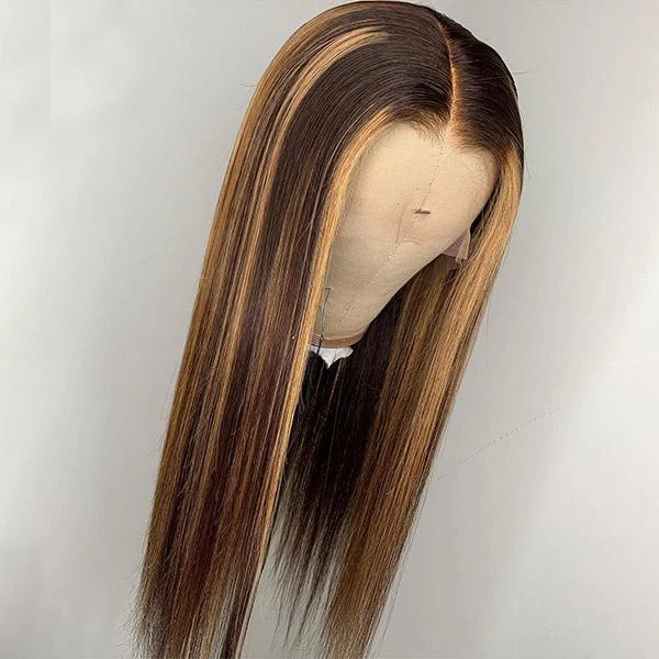 Ishow Honey Blonde 4x4 Lace Closure Human Hair Wigs Color P4/27 Straight and Body Wave Lace Wig - IshowHair