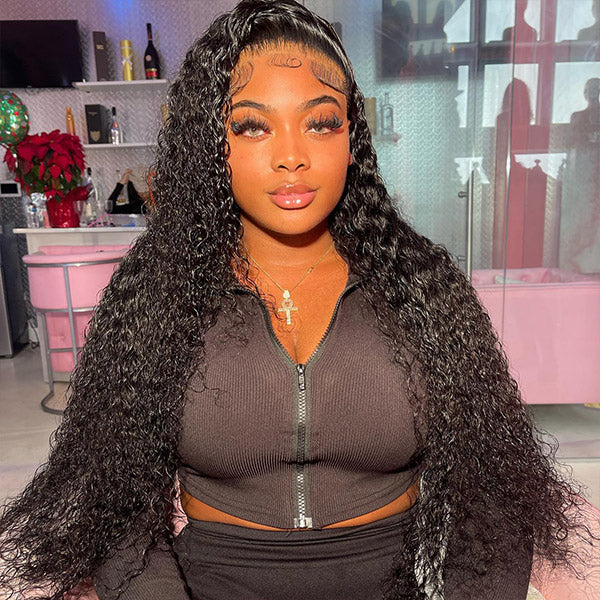 Ishow Glueless Wigs Lace Frontal Wigs Water Wave Human Hair Wig 200% Density