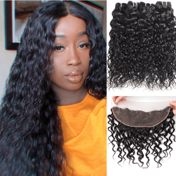 4 Bundles With 13*4 Lace Frontal Closure Ishow Hair Bundles Malaysian Water Wave Remy Human Hair Weave With Baby Hair - IshowHair
