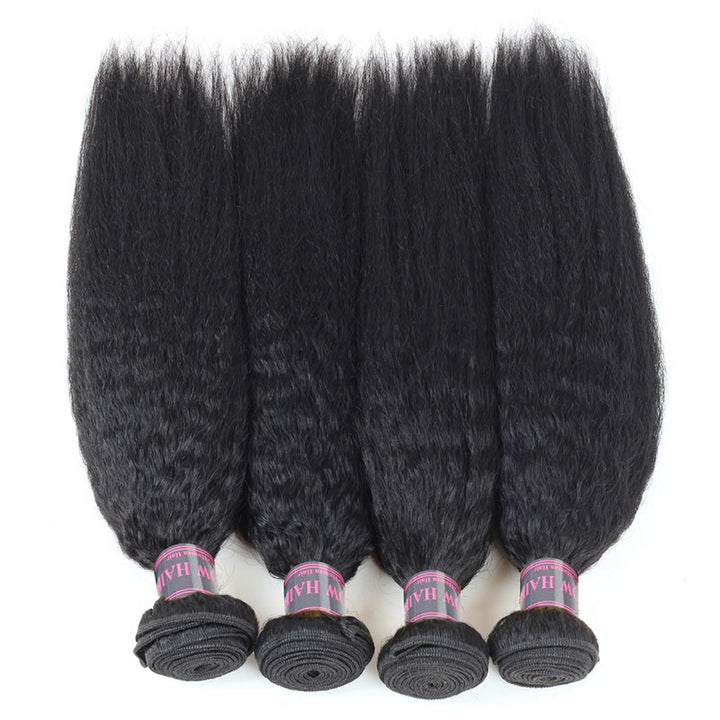 Malaysian Remy Virgin Human Hair Yaki Straight Hair Weave 4 Bundles Ishow Hair Extensions Free Shipping No Shedding - IshowVirginHair