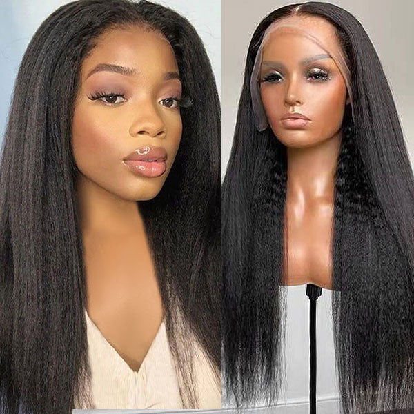 Yaki Straight Real Swiss HD Frontal Wigs 13x4 HD Lace Front Wigs 250% Density Human Hair With Baby Hair